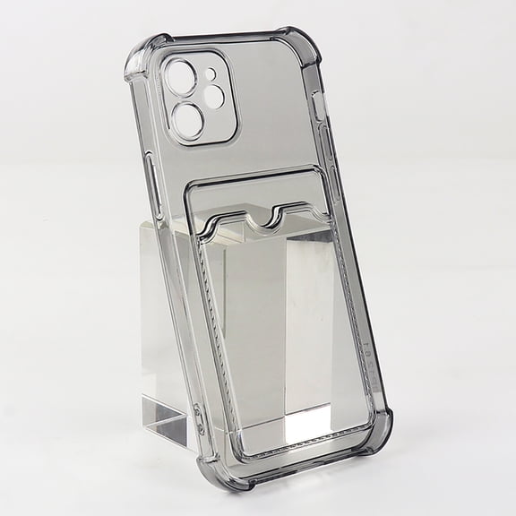 For iPhone 15 Pro Case,Wallet Phone Case Upgrade Slim Fit Card Slot Transparent Crystal Case Protective Soft TPU Shockproof Case with Card Holder for iPhone 15 Pro,Black