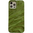 thumbnail image 1 of for iPhone 15 Pro Case, Water Ripple Pattern Curly Wave Frame Soft Phone Case for Women Girls, Cute Curly Shockproof TPU Protective Case for iPhone 15 Pro, Green, 1 of 7