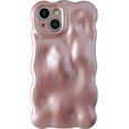 thumbnail image 1 of for iPhone 15 Pro Case, Water Ripple Wave Meteorite Bubble Pattern Chrome Plating Electroplated Candy Color Soft Compatible with iPhone Case (Light Khaki,iPhone 15 Pro), 1 of 12