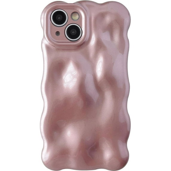 for iPhone 15 Pro Case, Water Ripple Wave Meteorite Bubble Pattern Chrome Plating Electroplated Candy Color Soft Compatible with iPhone Case (Light Khaki,iPhone 15 Pro)