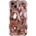 thumbnail image 1 of for iPhone 15 Pro Case, Water Ripple Wave Meteorite Bubble Pattern Chrome Plating Electroplated Candy Color Soft Compatible with iPhone Case (Eletro Rose Gold,iPhone 15 Pro), 1 of 12