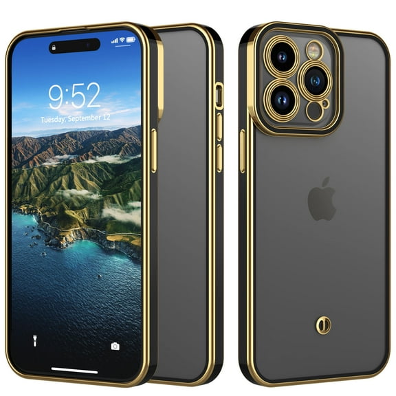 iPhone 15 Pro Case for Women Girl Cute Luxury Plating Soft Back Cover Raised Full Camera Protection Bumper Silicone Shockproof Phone Case for iPhone 15 Pro Max, Black