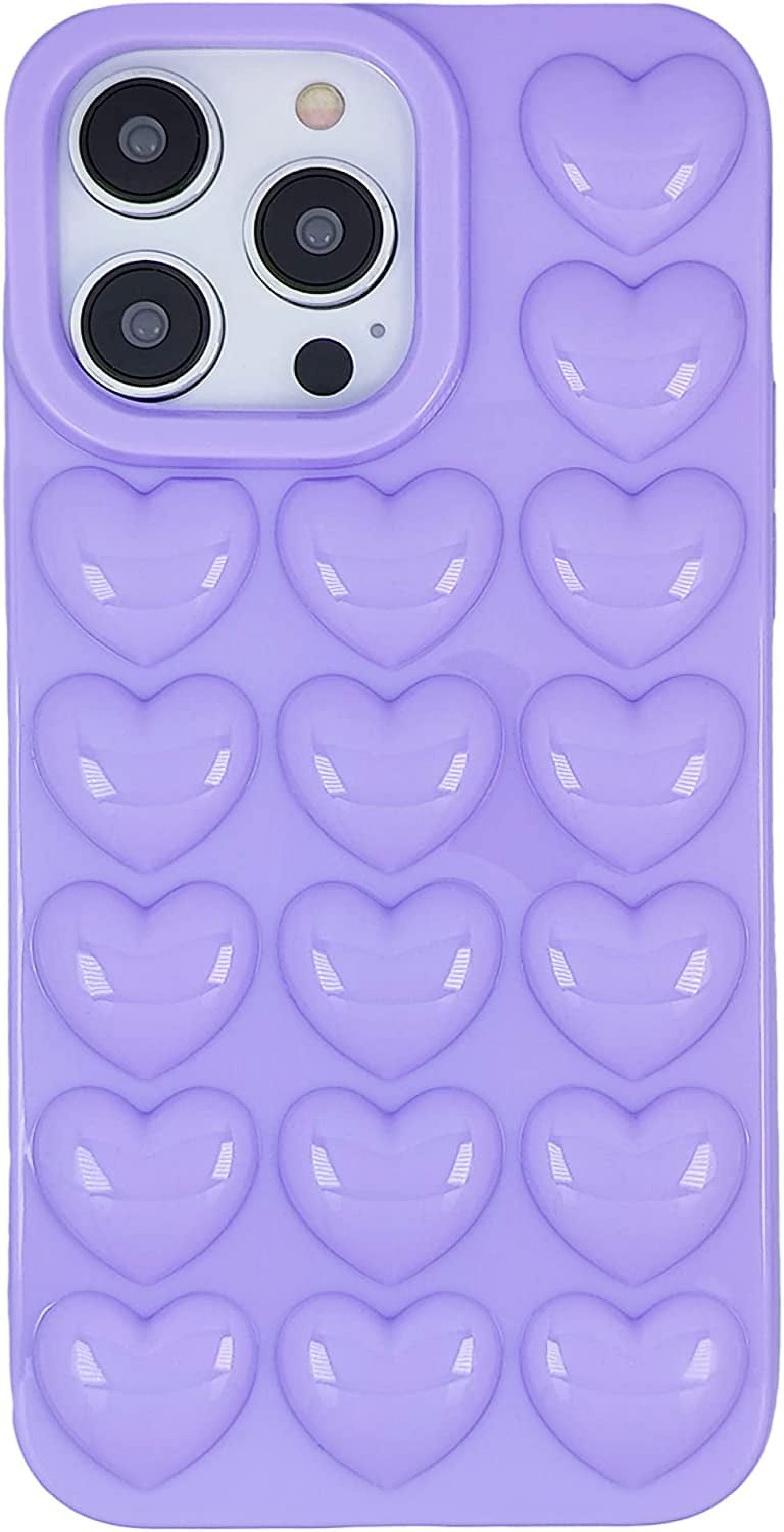 iPhone 15 Pro Case for Women, 3D Pop Bubble Heart Kawaii Gel Cover