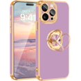 thumbnail image 1 of iPhone 15 Pro Case[with 360°Rotatable Ring Holder Stand][Support Magnetic Car Mount][Shiny Plating Gold] Slim Thin Soft TPU Shockproof Protective Case for iPhone 15 Pro for Women Men Boy,Purple, 1 of 14
