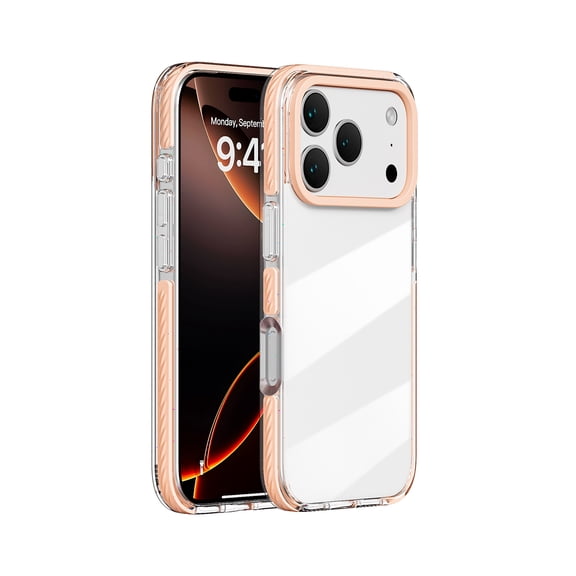 For iPhone 15 Pro Clear Phone Case,Crystal Transparent Back Design,Anti-fall Drop Protection TPU Bumper,Ultra Slim Shockproof Anti-Scratch Rugged Thin Fit Durable Phone Case,Orange