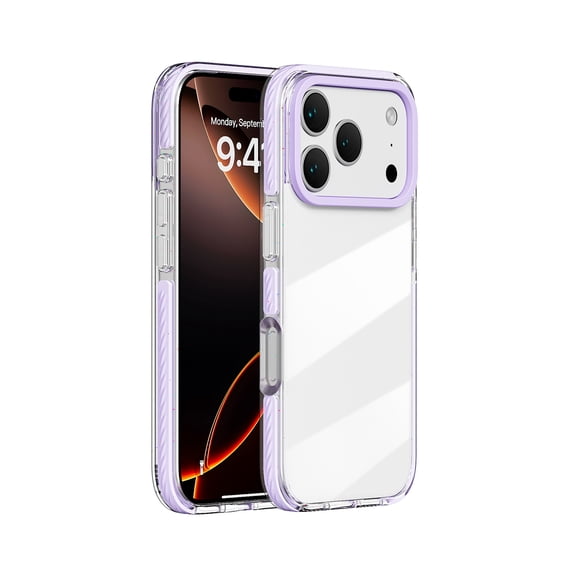 For iPhone 15 Pro Clear Phone Case,Crystal Transparent Back Design,Anti-fall Drop Protection TPU Bumper,Ultra Slim Shockproof Anti-Scratch Rugged Thin Fit Durable Phone Case,Purple