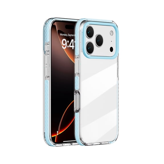 For iPhone 15 Pro Clear Phone Case,Crystal Transparent Back Design,Anti-fall Drop Protection TPU Bumper,Ultra Slim Shockproof Anti-Scratch Rugged Thin Fit Durable Phone Case,Blue