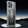 thumbnail image 1 of For iPhone 15 Pro Cover Breathable Heat Dissipation Hard PC Protective Shockproof Back Case Cool Spider Pattern Metal Bracket[Hidden Kickstand] Slim Phone Case for iPhone 15 Pro, Sliver+Black, 1 of 10