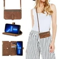 thumbnail image 1 of for iPhone 15 Pro Crossbody Wallet Case with Card Holder, Premium Zipper Leather Long Shoulder Lanyard Strap Flip Cover for iPhone 15 Pro 6.1 inch - Brown, 1 of 12