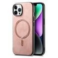 thumbnail image 1 of for iPhone 15 Pro Magnetic Case, Luxury PU Leather Skin-Feel Back Protective Phone Cover Compatible with Mag-Safe Support Car Mount Holder for iPhone 15 Pro, Pink, 1 of 9