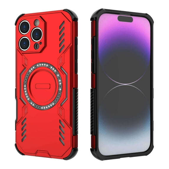 For iPhone 15 Pro Magnetic Phone Case,Military-Grade Drop Protection,Compatible with Mag-Safe,Heavy Duty Tough Rugged Shockproof Dropproof Grip Armored Slim Phone Case Cover,Red