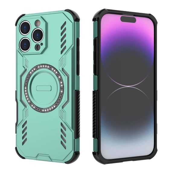 For iPhone 15 Pro Magnetic Phone Case,Military-Grade Drop Protection,Compatible with Mag-Safe,Heavy Duty Tough Rugged Shockproof Dropproof Grip Armored Slim Phone Case Cover,Green