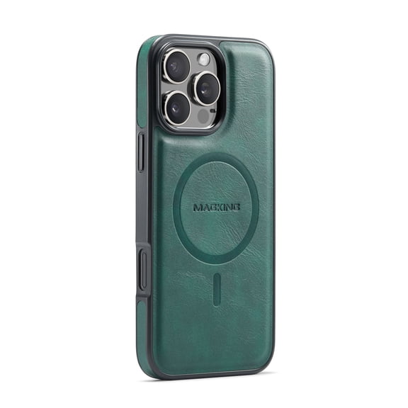 for iPhone 15 Pro Magnetic Protective Case, Compatible with MagSafe, Classic PU Leather Anti-Scratch Non-Slip Wireless Charging Ultra Slim Durable Back Cover for iPhone 15 Pro, Green