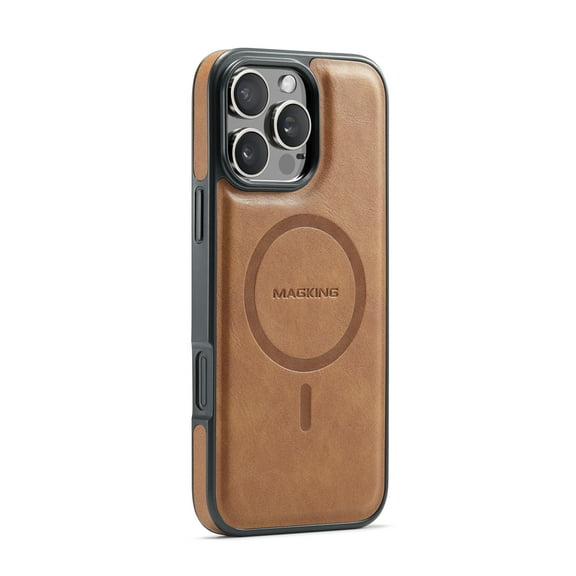 for iPhone 15 Pro Magnetic Protective Case, Compatible with MagSafe, Classic PU Leather Anti-Scratch Non-Slip Wireless Charging Ultra Slim Durable Back Cover for iPhone 15 Pro, Brown