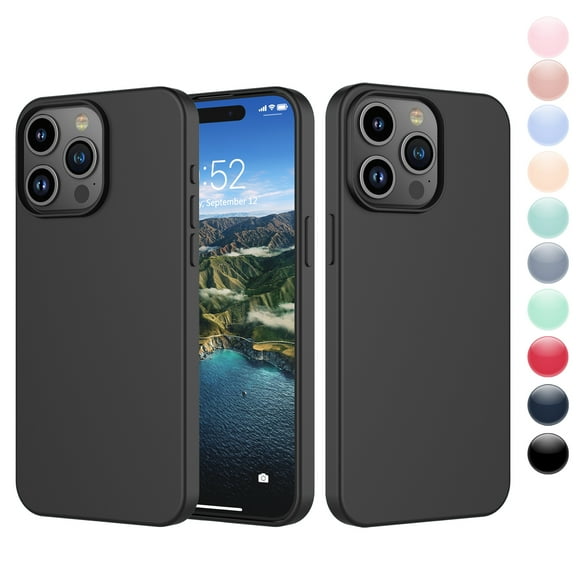 iPhone 15 Pro Max 5G 6.7" Case, Tiflook Apple iPhone 15 Pro Max Basic Case [Frosted] Shockproof Case Liquid Silicone Gel Rubber Soft TPU Anti-slip Bumper Thin Matte Slim Phone Case Covers,Black