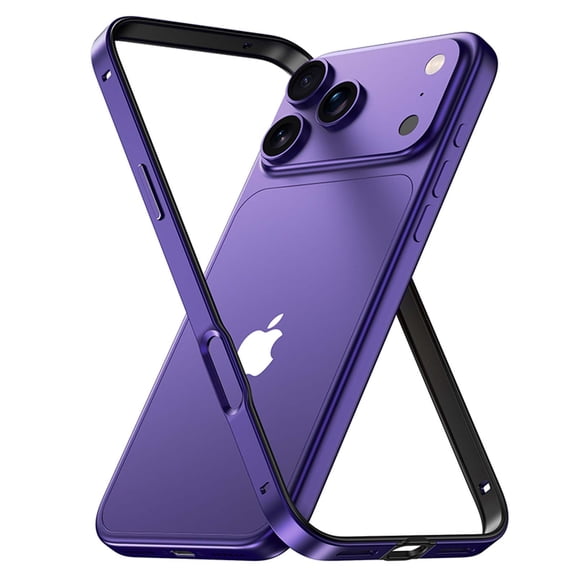 for iPhone 15 Pro Max Aluminum Alloy Metal Bumper Frame, No Back Design Compatible with MagSafe, Backless Slim Fit Excellent Heat Dissipation 4 Corner Raised Shockproof, Purple