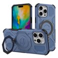 thumbnail image 1 of for iPhone 15 Pro Max Armor Case with Aluminum PC+TPU Hybrid, Magnetic Ring Kickstand Holder, Shock-Resistant Lightweight Non-Slip Protective Cover, Wireless Charging Compatible Design, Blue, 1 of 5