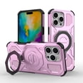thumbnail image 1 of for iPhone 15 Pro Max Armor Case with Aluminum PC+TPU Hybrid, Magnetic Ring Kickstand Holder, Shock-Resistant Lightweight Non-Slip Protective Cover, Wireless Charging Compatible Design, Pink, 1 of 5