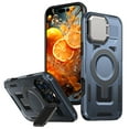 thumbnail image 1 of for iPhone 15 Pro Max Armor Case with Stand, [Compatible with MagSafe] [Built-in Camera Cover Kickstand] Heavy Duty Rugged Strong Magnetic Hard Phone Case for iPhone 15 Pro Max, Navyblue, 1 of 6