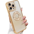 thumbnail image 1 of for iPhone 15 Pro Max Bling Case Women Girls Luxury Gradient Glitter Diamond Case Sparkle Rhinestone Camera Lens Protection Soft Silicone Shockproof Cover for iPhone 15 Pro Max 6.7 inch, Gold, 1 of 6
