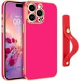 thumbnail image 1 of for iPhone 15 Pro Max Case, 15 Pro Max Phone Case with Adjustable Wristband Kickstand Slim Fit Soft TPU Scratch Resistant Shockproof Protective Case for iPhone 15 Pro Max 6.7", Hot Pink, 1 of 15