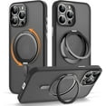 thumbnail image 1 of for iPhone 15 Pro Max Case with 360° Rotatable  Ring Stand [Compatible with Mag-Safe][-Grade Protection] Translucent Back iPhone 15 Pro Max Phone Case 6.7" for Women Men,Black, 1 of 14