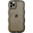 thumbnail image 1 of for iPhone 15 Pro Max Case 6.7",Curly Wave Design Transparent Bling Glitter Star Shiny Case Cute Clear Transparent Shockproof Protection Soft Phone Cover Case for Women Girls, Black, 1 of 14