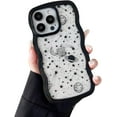 thumbnail image 1 of for iPhone 15 Pro Max Case 6.7 inch,Cute Curly Wave Frame Shape Case with Star Space Pattern, Clear Slim Shockproof Hard PC Bumper Phone Case for iPhone 15 Pro Max, Black, 1 of 15