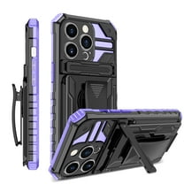 For iPhone 15 Pro Max Case with Belt Clip Holster, Heavy Duty Military Grade Drop Protective, 360° Rotating Kickstand Shockproof TPU Shell Durable Rugged Cover For iPhone 15 Pro Max, Purple