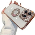 thumbnail image 1 of for iPhone 15 Pro Max Case with Bling Glitter Rhinestones Diamond,Clear Cute Sparkly Aesthetic Rose Gold Phone Case,Luxury Plating Electroplate Case for iPhone 15 Pro Max, 1 of 14