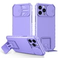 thumbnail image 1 of for iPhone 15 Pro Max Case with Camera Lens Slide Protection, Armour Silicone TPU Bumper Tough PC Cover with Kickstand, Military Shockproof Absorption Protective Case for iPhone 15 Pro Max, Purple, 1 of 11