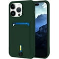 thumbnail image 1 of for iPhone 15 Pro Max Case with Card Holder Cover Microfiber Inner Lining [Holds 2 Cards] Slim Soft TPU Shockproof Protective Wallet Phone Case for iPhone 15 Pro Max (Dark Green), 1 of 1