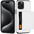 thumbnail image 1 of for iPhone 15 Pro Max Case with Card Holder Heavy Duty Dual Layer Shockproof iPhone 15 Pro Max Wallet Case Hidden Card Slot Slim Phone Case for iPhone 15 Pro Max for Women&Men(White), 1 of 14