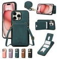 thumbnail image 1 of for iPhone 15 Pro Max Case with Card Holder Kickstand Crossbody Strap, PU Leather Wallet Case with Magnetic Closure Heavy Duty Protective Flip Cover for iPhone 15 Pro Max for Men Women, Green, 1 of 9