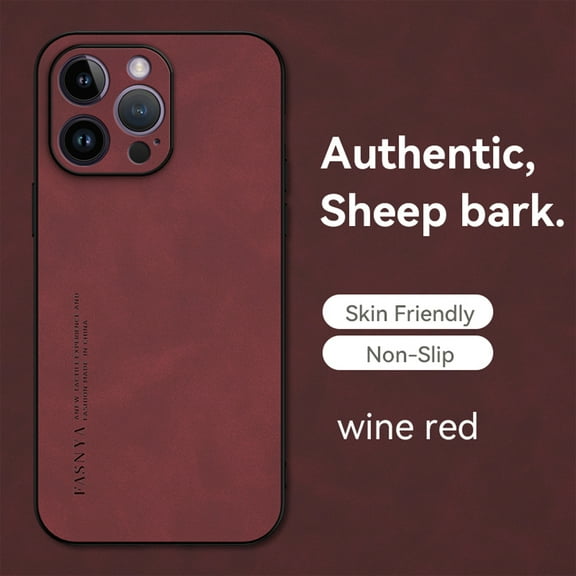 for iPhone 15 Pro Max Case, Classic Soft TPU and PU Leather Slim Cover Case, Anti-Vibration Anti-Slip Ultralight Luxury Phone Case Cover for iPhone 15 Pro Max 6.7 Inch for Men & Women, Winered