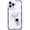 thumbnail image 1 of for iPhone 15 Pro Max Case Clear with Astronaut Design Cute Anime Cool Blue Durable Space Theme Soft TPU Shockproof Protective Aesthetic Women Girly Kids Girl's Phone Cover (Upside Down), 1 of 5