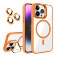 thumbnail image 1 of iPhone 15 Pro Max Case,Clear Magnetic Case with Stash Stand,Case For iPhone 14 15 Pro,iPhone 14 15 Carse with Aluminum Alloy Keys,Orange, 1 of 9
