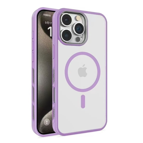 for iPhone 15 Pro Max Case, Compatible with MagSafe Anti-Fingerprint Anti-Scratch Slim Silky-Soft Touch Translucent Matte Case with Side Breathable Mesh Hole for iPhone 15 Pro Max, Purple