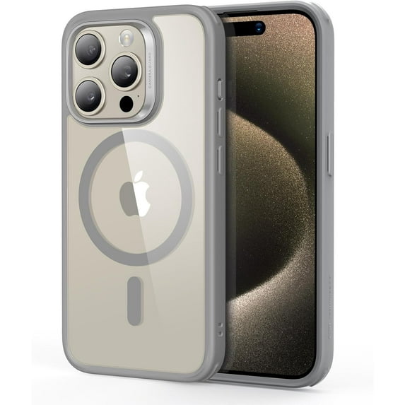 for iPhone 15 Pro Max Case, Compatible with MagSafe, -Grade Protection, Yellowing Resistant, Scratch-Resistant Back, Phone Case for iPhone 15 Pro Max, Classic Series, Clear Grey