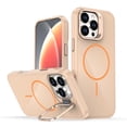 thumbnail image 1 of For iPhone 15 Pro Max Case [Compatible With MagSafe] Slim Frosted Phone Case With Metal Camera Protection Kickstand Shockproof Soft TPU Cover Case,Orange,For iPhone 15 Pro Max, 1 of 6
