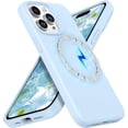 thumbnail image 1 of for iPhone 15 Pro Max Case [Compatible with Magsafe], Liquid Silicone Soft Gel Rubber Slim Cover with Cloth Lining Phone Case for Apple iPhone 15 Pro Max 6.7", Baby Blue, 1 of 16