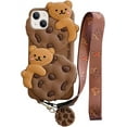 thumbnail image 1 of for iPhone 15 Pro Max Case Cookie Bear Kawaii Phone Cases,Cute Bear 3D Cartoon Case with Keychain Strap Lanyard Soft Silicone Protector Funny Women Girls for iPhone 15 Pro Max, 1 of 8
