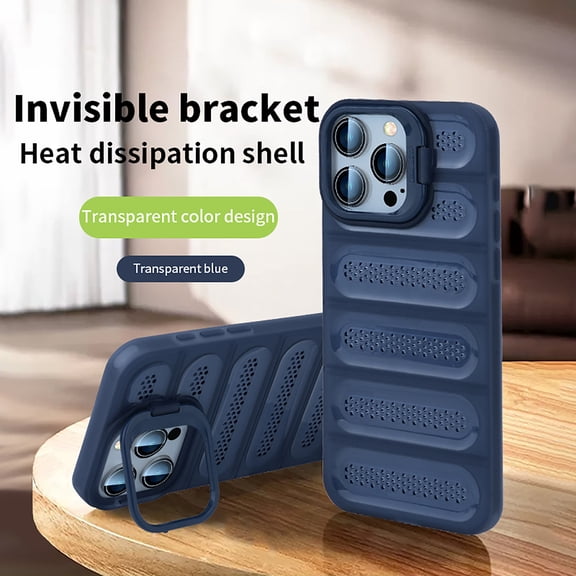 iPhone 15 Pro Max Case Cover, Heat Dissipation Design Camera Lens Invisible Kickstand Shockproof Drop Protection Lightweight Rugged Phone Case for Apple iPhone 15 Pro Max, Blue