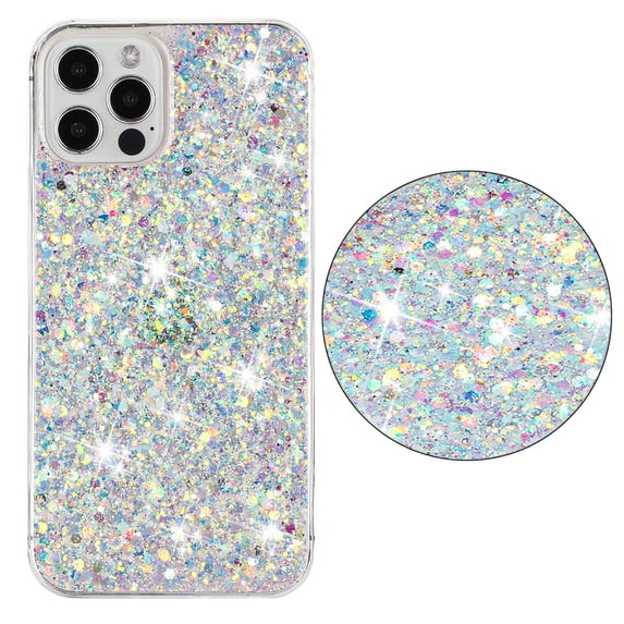 For iPhone 15 Pro Max Case,Cute Glitter Bling Twinkle Stardust with Drop Protection Shockproof Soft TPU Slim Flexible Phone Case Girls/Women Protective case for iPhone 15 Pro Max,Anti Scratch,White