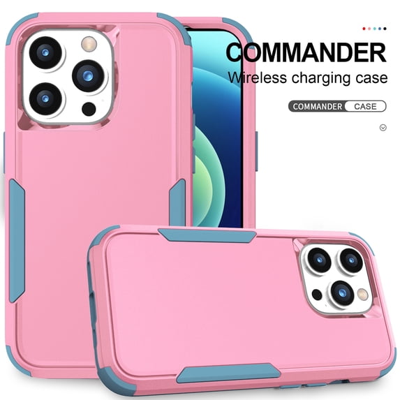 for iPhone 15 Pro Max Case, Defender Case Compatible with iPhone 15 Pro Max Case, Hybrid Heavy Duty Military Grade Full-Body Drop Shockproof Dustproof 3-Layers Rugged Protective Phone Cover,Pink+Green