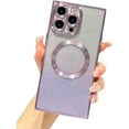 thumbnail image 1 of for  iPhone 15 Pro Max Case Glitter Magnetic Compatible with MagSafe Full Camera Lens Protection Luxury Plating Cute Bling Clear Shockproof Slim Phone Case for Women Girls (Light Purple), 1 of 14