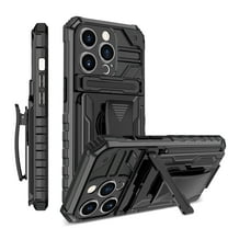 for iPhone 15 Pro Max Case - Heavy Duty Phone Holster with Belt Clip | with Kickstand | Shockproof, Dual Layer Protective | Drop Protection Hybrid Case for iPhone 15 Pro Max | Black