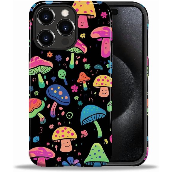 for iPhone 15 Pro Max Case, [Hybrid 2-Layer Hard Shell] Military-Grade Protection, All-Around Shockproof, Silicone Protective Phone Case for iPhone 15 Pro Max - Coloring Mushroom