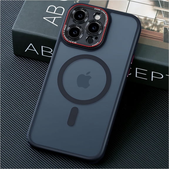 for iPhone 15 Pro Max Case with Integrated Camera Lens Protection, [Tailored for MagSafe] [Mil-Grade Shockproof Defense] Translucent Protective Case for iPhone 15 ProMax, Black Titanium