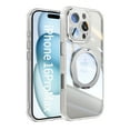 thumbnail image 1 of for iPhone 15 Pro Max Case with Integrated Lens Protector, [Foldable Stand & Rotatable Ring Holder], Glossy Shockproof Bumper Dustproof Clear Women Men Case for iPhone 15 Pro Max, White, 1 of 10